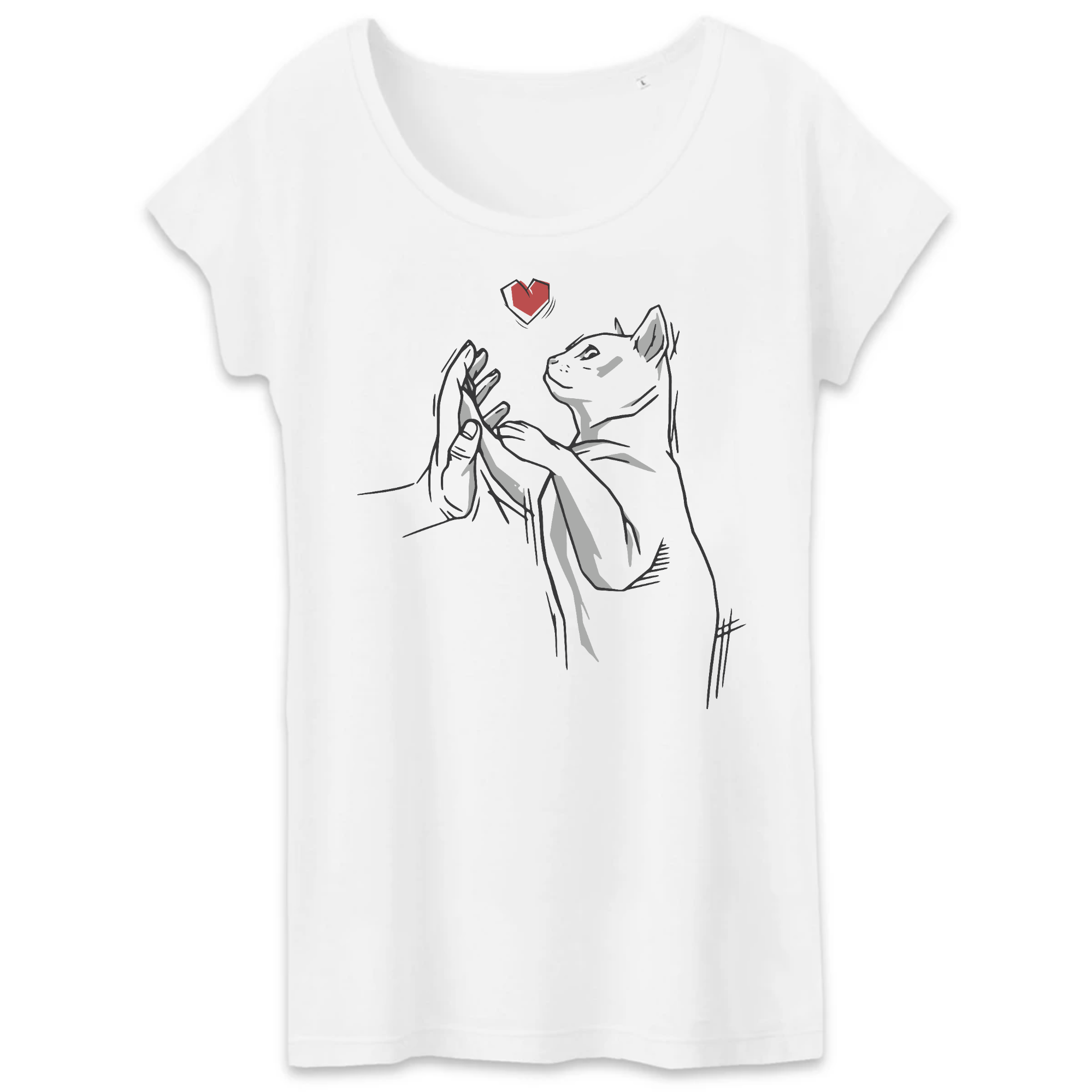 T-Shirt- BIO- CAT LOVE- Damen