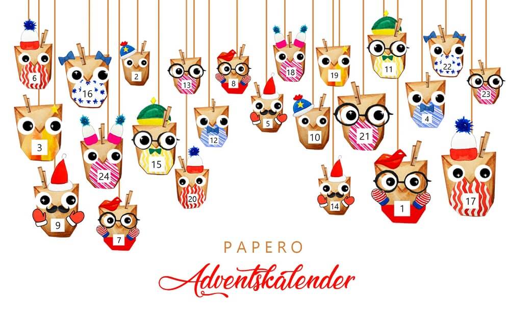PAPERO Adventskalender mit tollen Rabatten und Gewinnspiel.