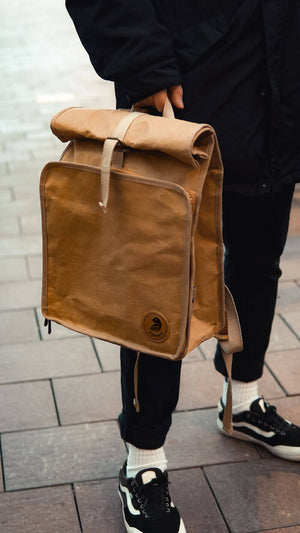 PAPERO Rucksack LIZARD 21 L PRAKTISCH aus waschbarem Kraft Papier leicht, reißfest und wasserfest nachhaltig