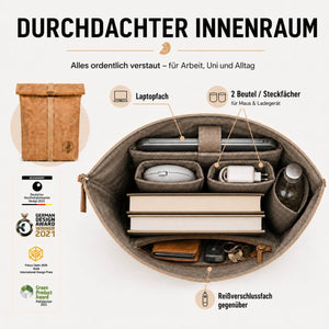PAPERO Rucksack aus Papier COUGAR 24 L Unisex waschbar, reißfest, wasserfest, nachhaltiger Daypack