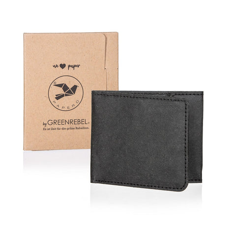 Paperco Light Paper Paper Wallet | Cuervo | Con protección contra RFID integrada y bolsillo de monedas.