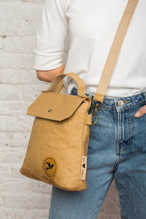 Nuova borsa a tracolla di carta fatta di cartone di potenza pheatedrow, impermeabile, vegano, sostenibile