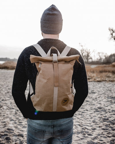Aus Kraft Papier Rucksack robust wasserfest vegan nachhaltig fair NEU ...