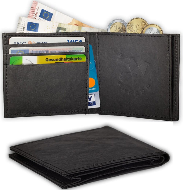 Papero PAPERO leichtes flaches Papier Wallet RAVEN mit integriertem RFID-Schutz und Münzfach